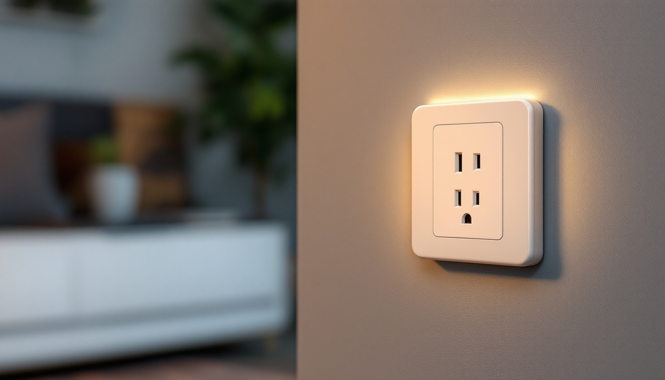 A photograph of a modern wall socket in a stylish home setting