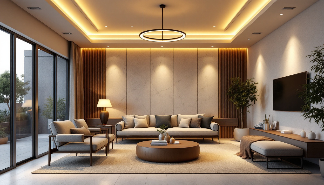A photograph of a beautifully designed interior space showcasing various styles of recessed lighting