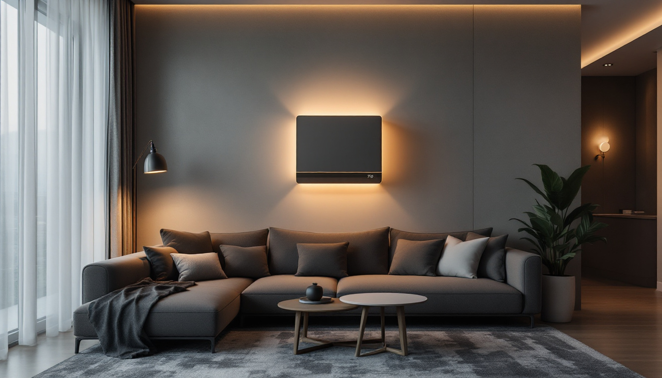 A photograph of a stylishly designed living space showcasing a 750-watt inverter seamlessly integrated into the lighting system