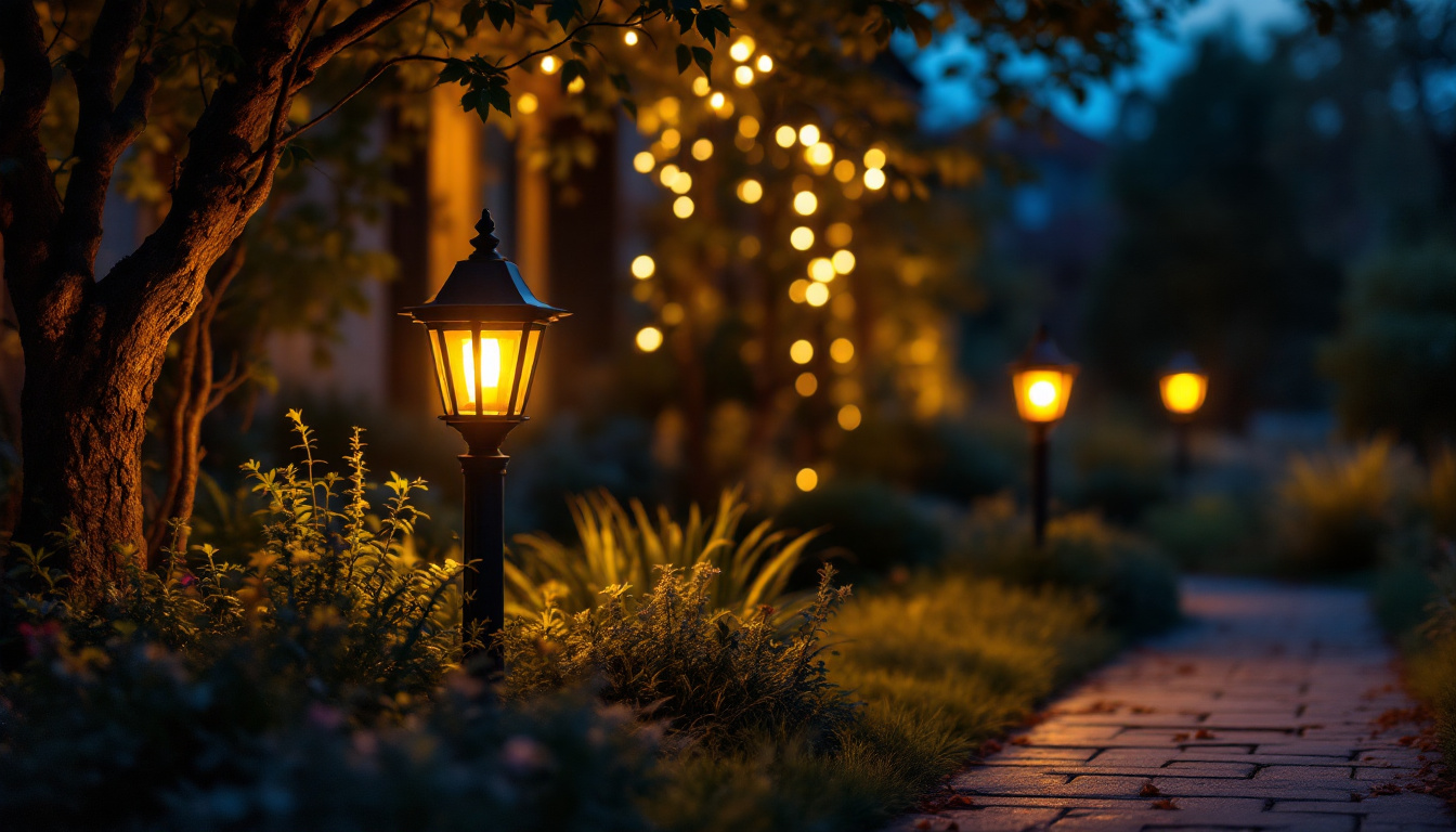 A photograph of a cozy outdoor scene at dusk