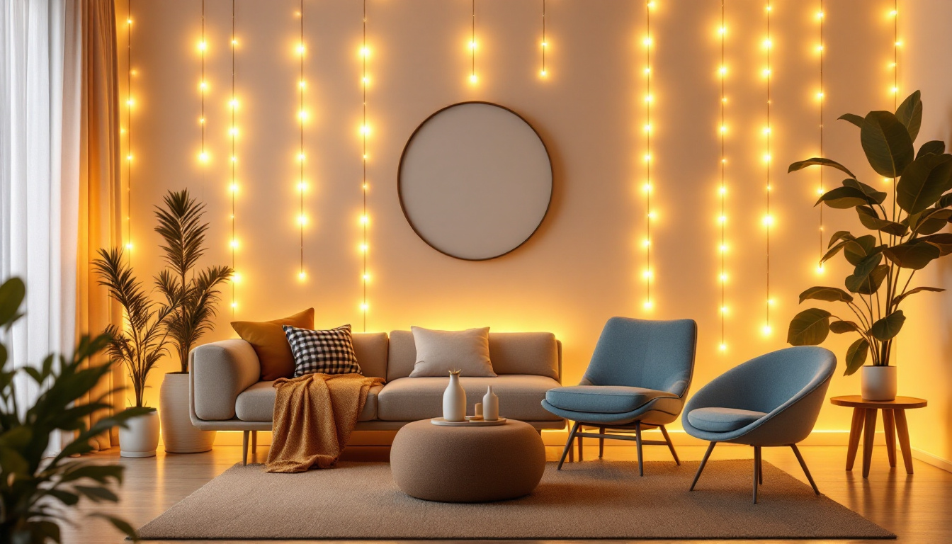 A photograph of a beautifully arranged led tape light installation in a stylish home setting