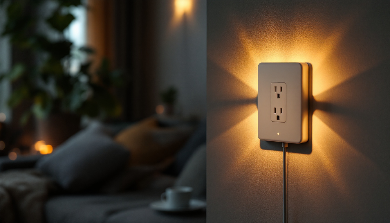 A photograph of a modern plug-in switch in action