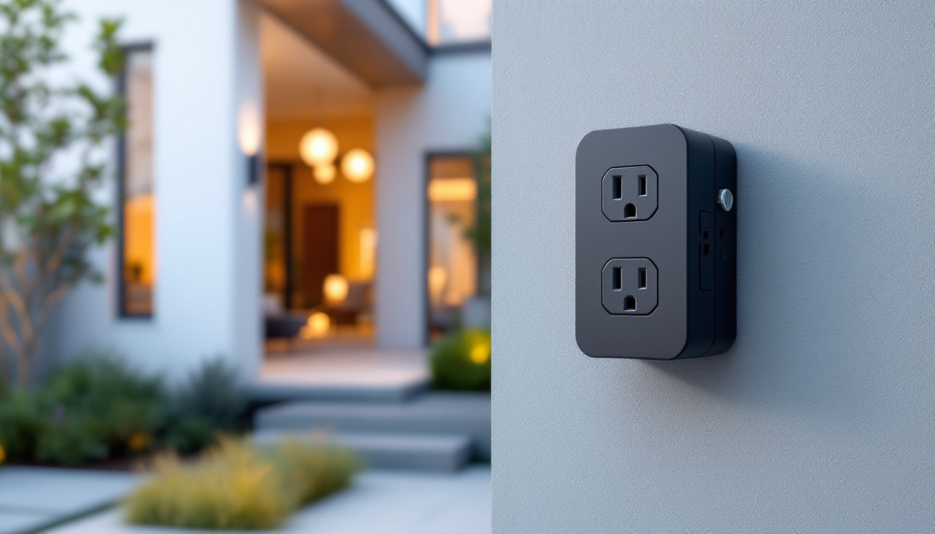 A photograph of a modern exterior two-gang extender installation in a stylish outdoor setting