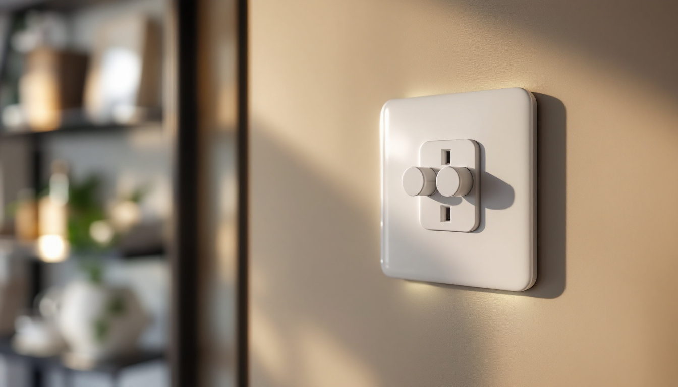 A photograph of a modern double duplex receptacle installed in a stylish home setting