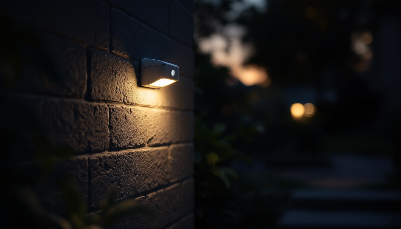 A photograph of a motion-sensored light in action