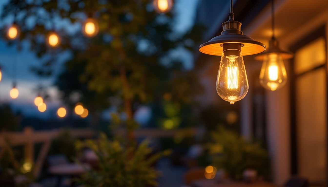A photograph of a beautifully designed exterior pendant light hanging in a stylish outdoor setting