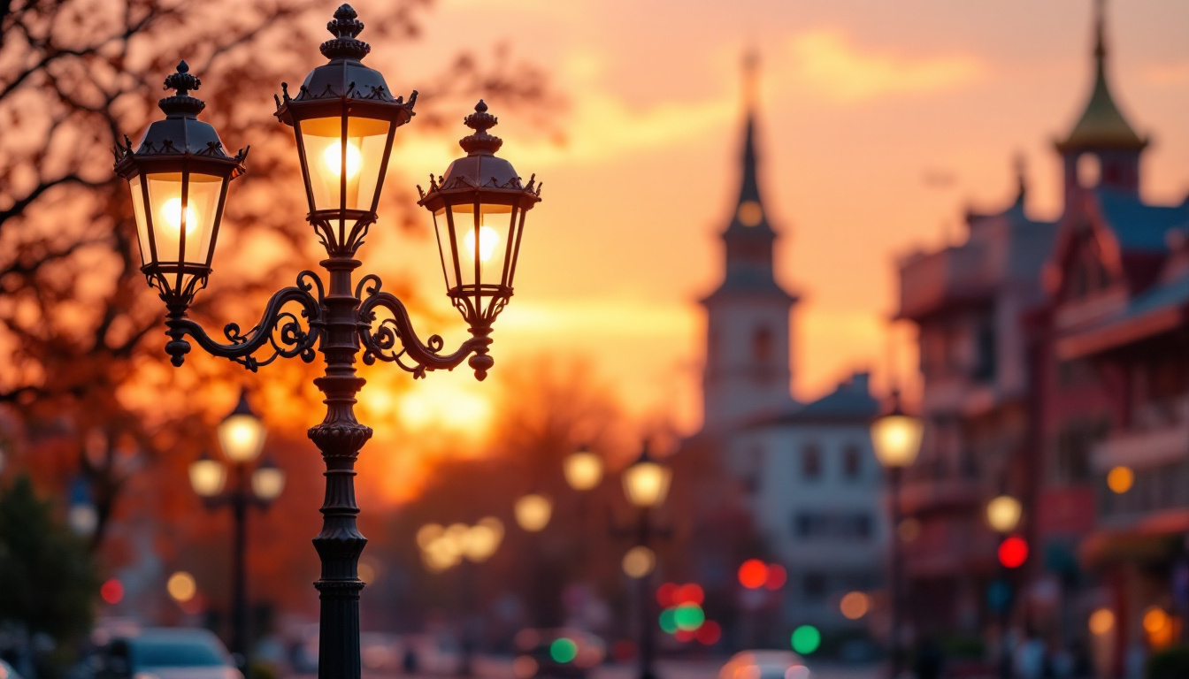 A photograph of a beautifully designed lamp post with an ornate base