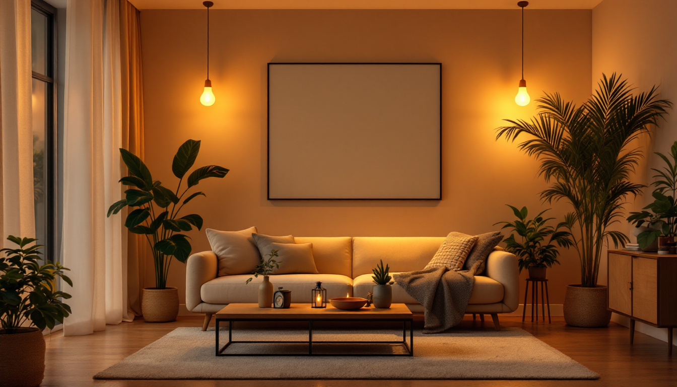 A photograph of a beautifully lit room featuring sylvania lightbulbs