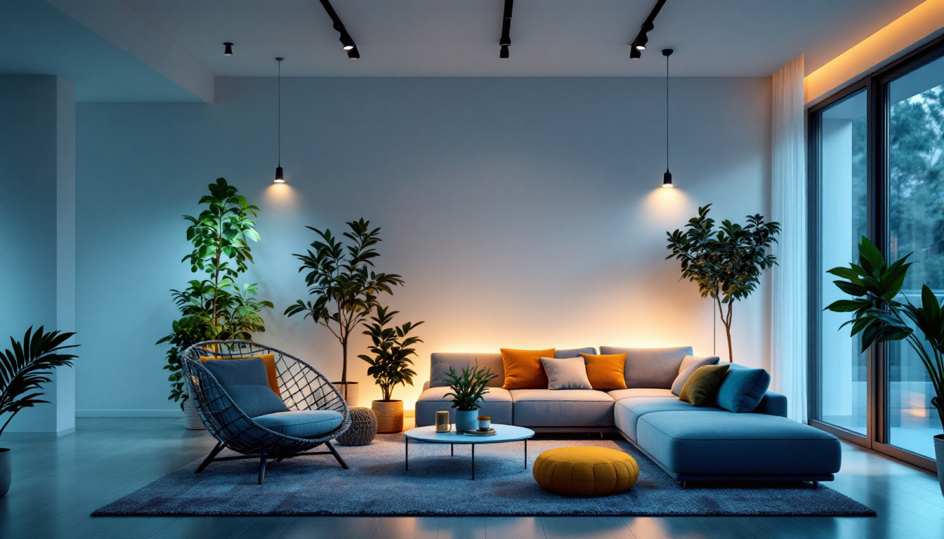 A photograph of a modern living space illuminated by stylish led light kits