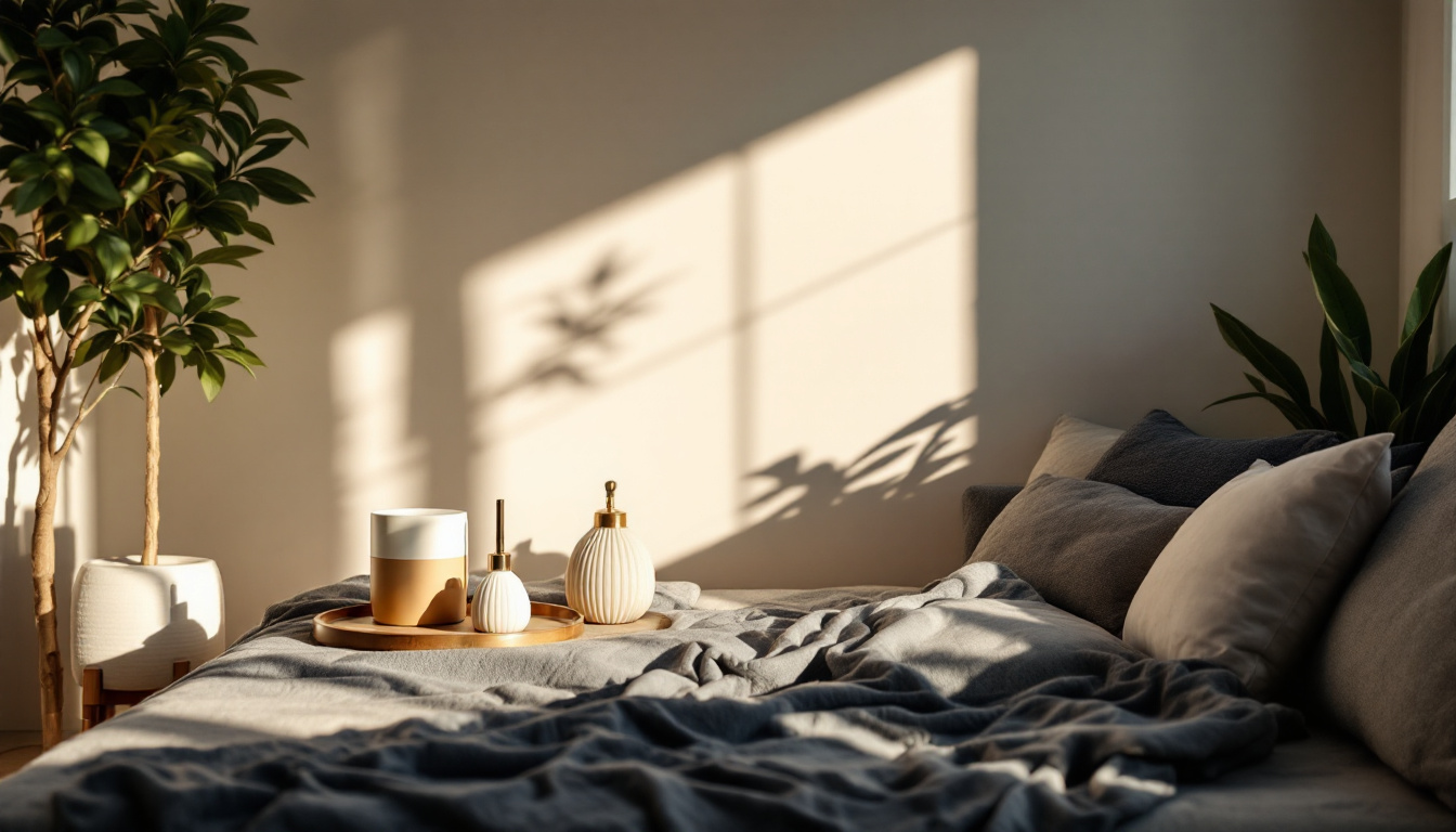 A photograph of a stylishly lit modern living space featuring made by mary products