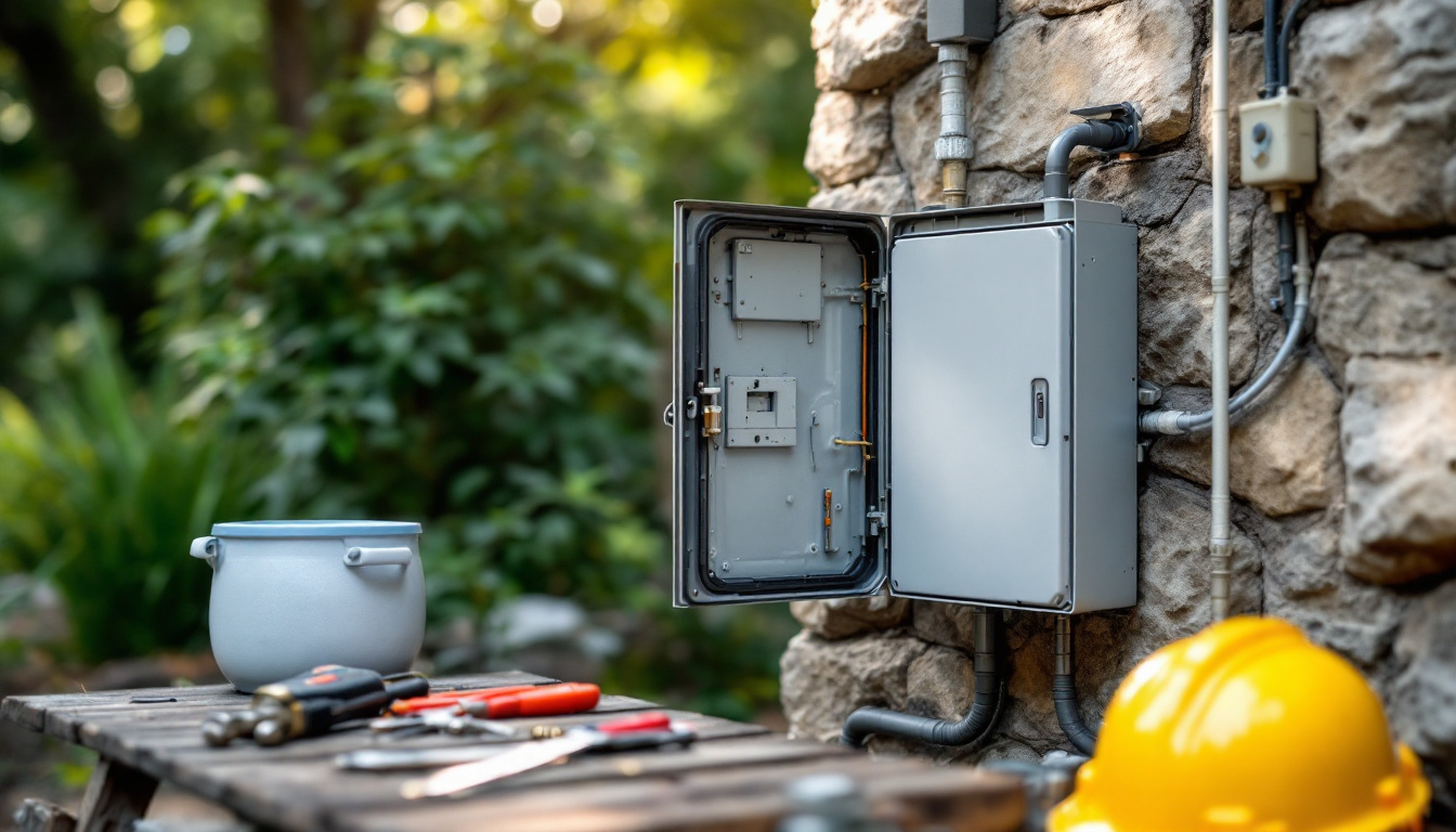 A photograph of a well-installed outdoor electric box in a natural setting