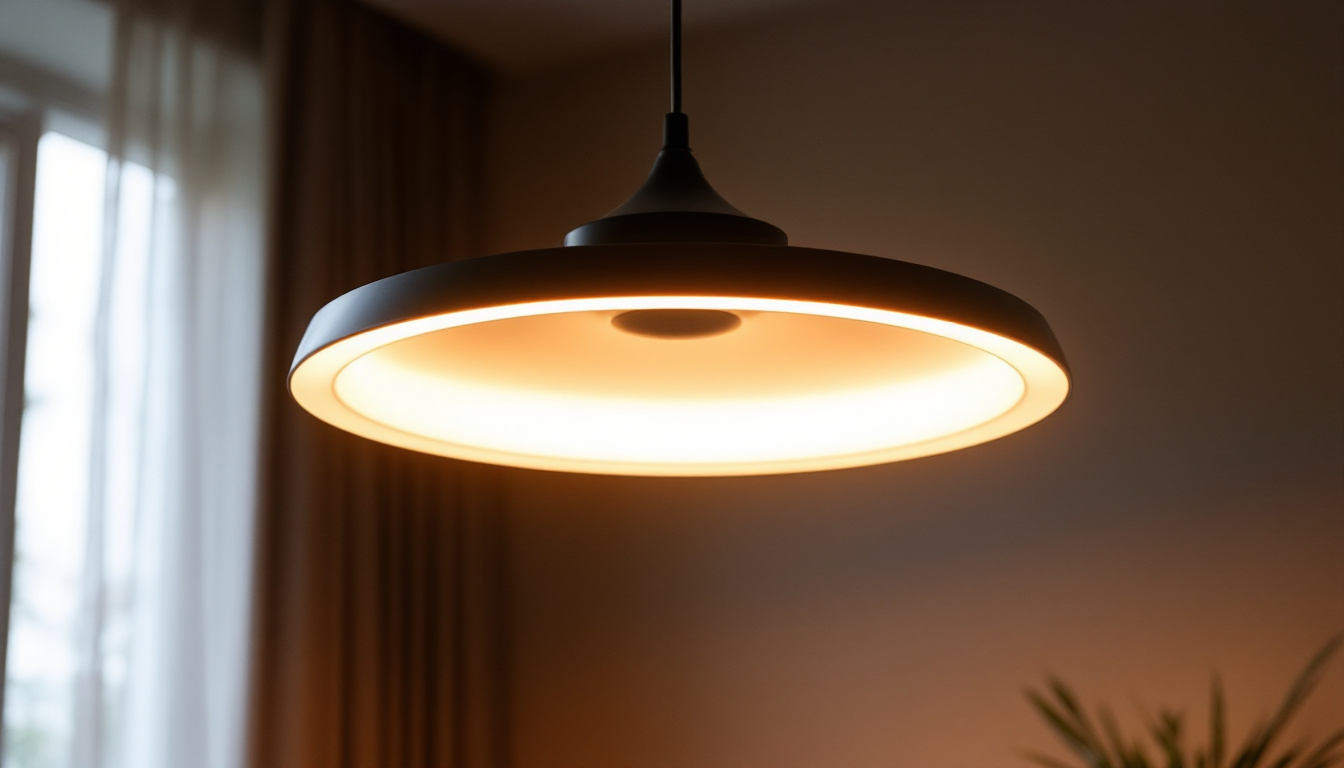 A photograph of a well-designed overhead lighting fixture in a stylish interior setting
