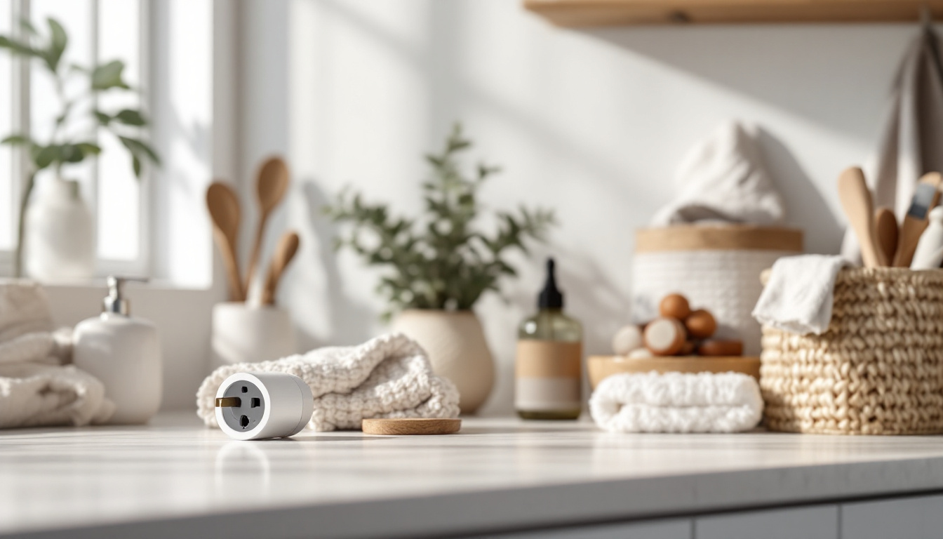 A photograph of a stylish and modern washer plug adapter in a well-lit