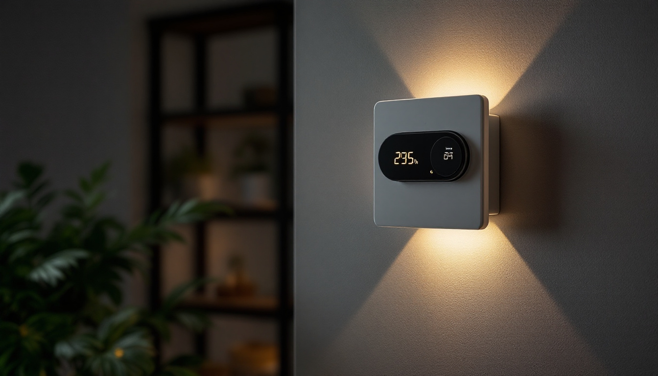 A photograph of a beautifully designed lighting setup that showcases a stylish switch integrated with a modern timer