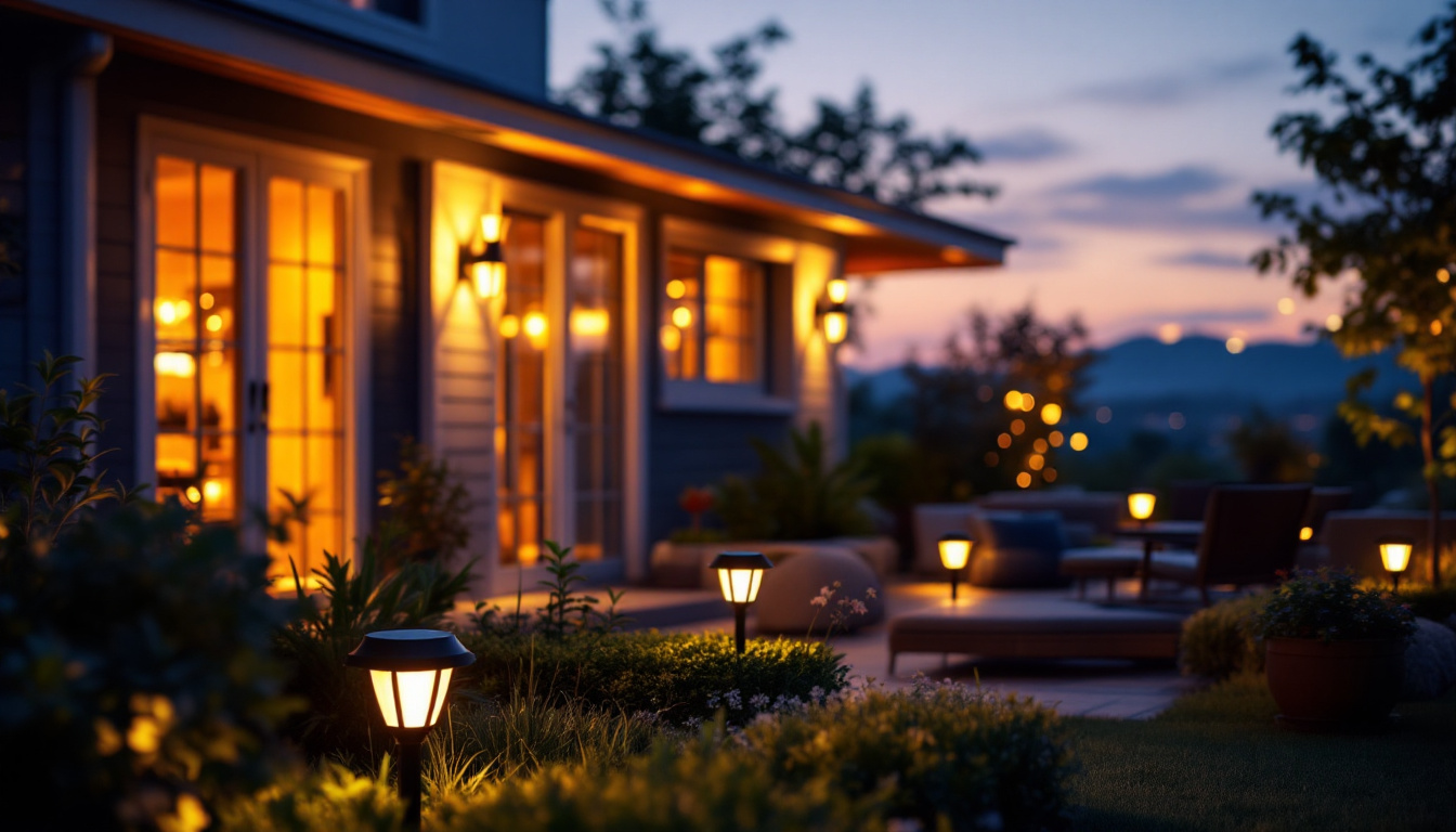 A photograph of a beautifully illuminated outdoor space at dusk