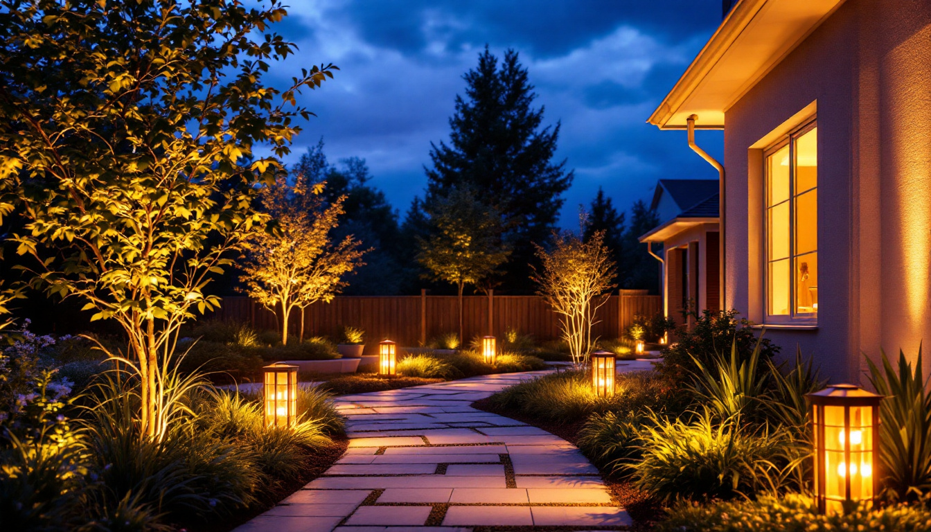 A photograph of a beautifully illuminated outdoor space showcasing various practical applications of led lights