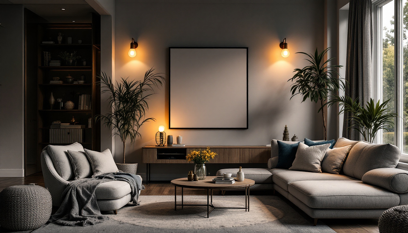 A photograph of a stylishly designed living space showcasing the use of par30 bulbs in various fixtures