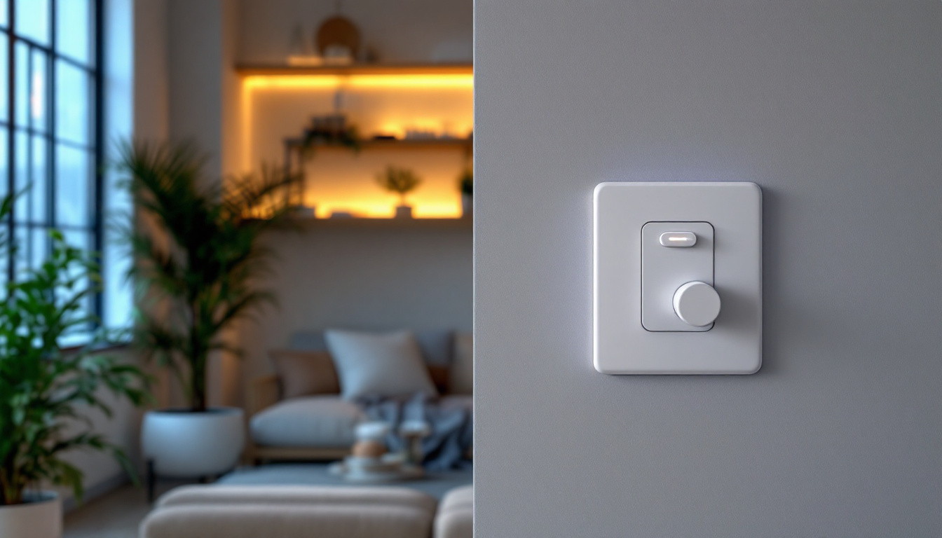 A photograph of a stylishly designed living space featuring a motion sensor outlet in use