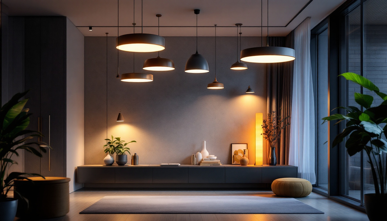 A photograph of a beautifully designed interior space featuring a variety of magna light fixtures seamlessly integrated into the lighting design
