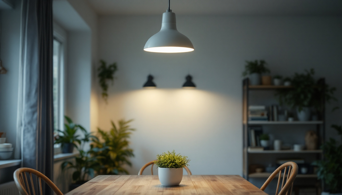 A photograph of a well-lit room featuring an overhead light fixture