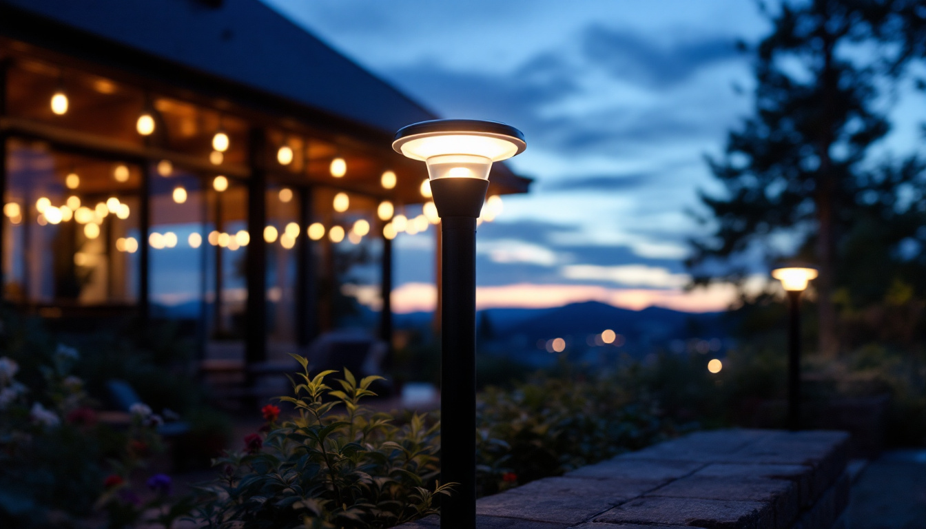 A photograph of a solar black light in action at dusk