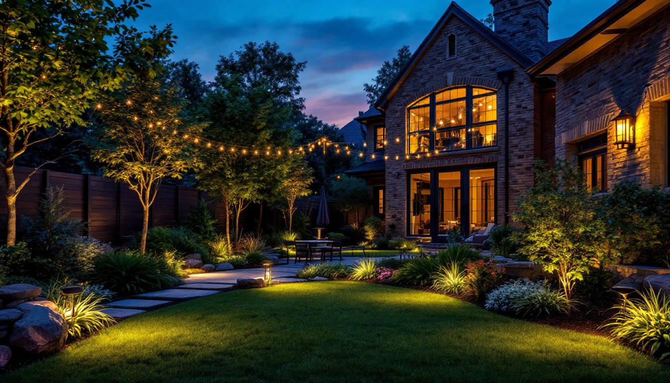 A photograph of a beautifully illuminated outdoor landscape at dusk