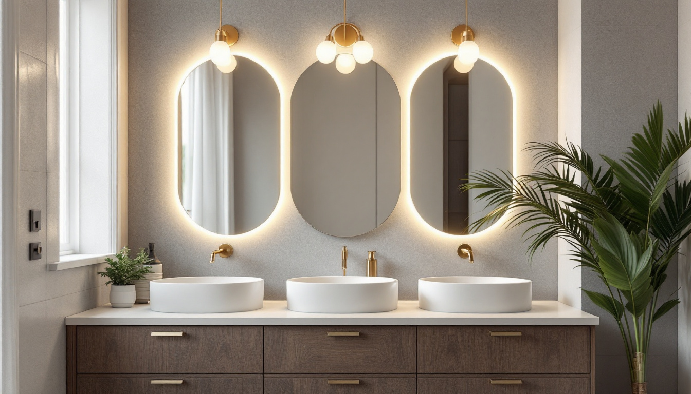 A photograph of a beautifully designed bathroom or dressing area featuring stylish vanity lighting fixtures that enhance the space's ambiance and functionality