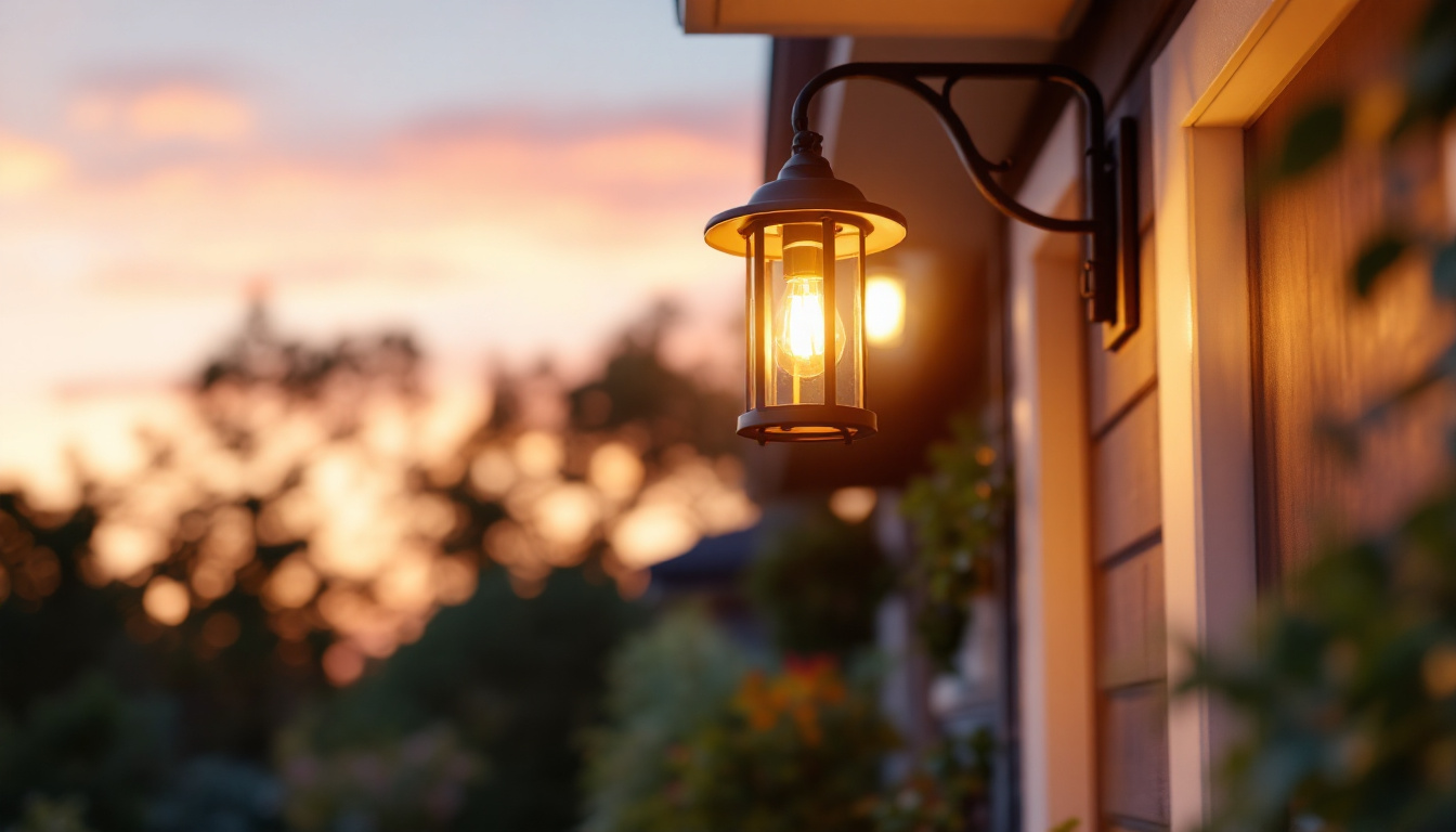 A photograph of a beautifully designed porch hanging light illuminating a cozy entrance