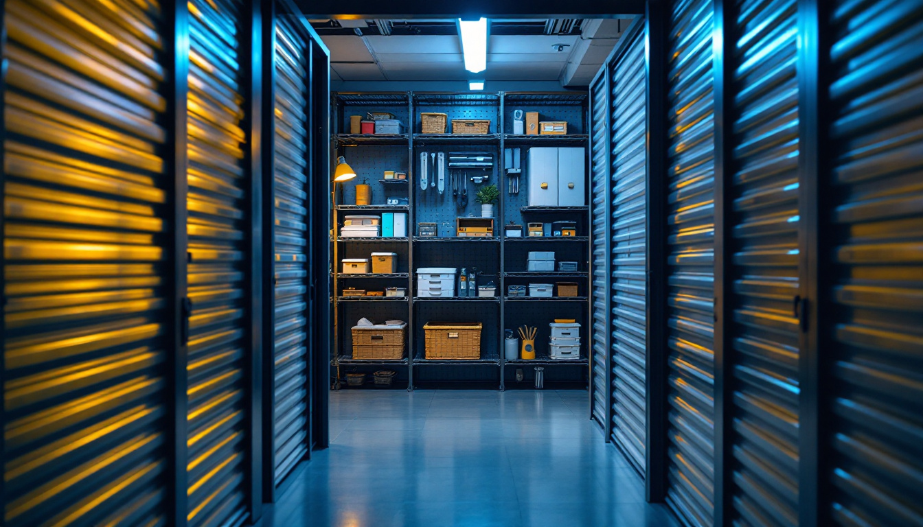 A photograph of a well-lit storage unit showcasing modern lighting solutions