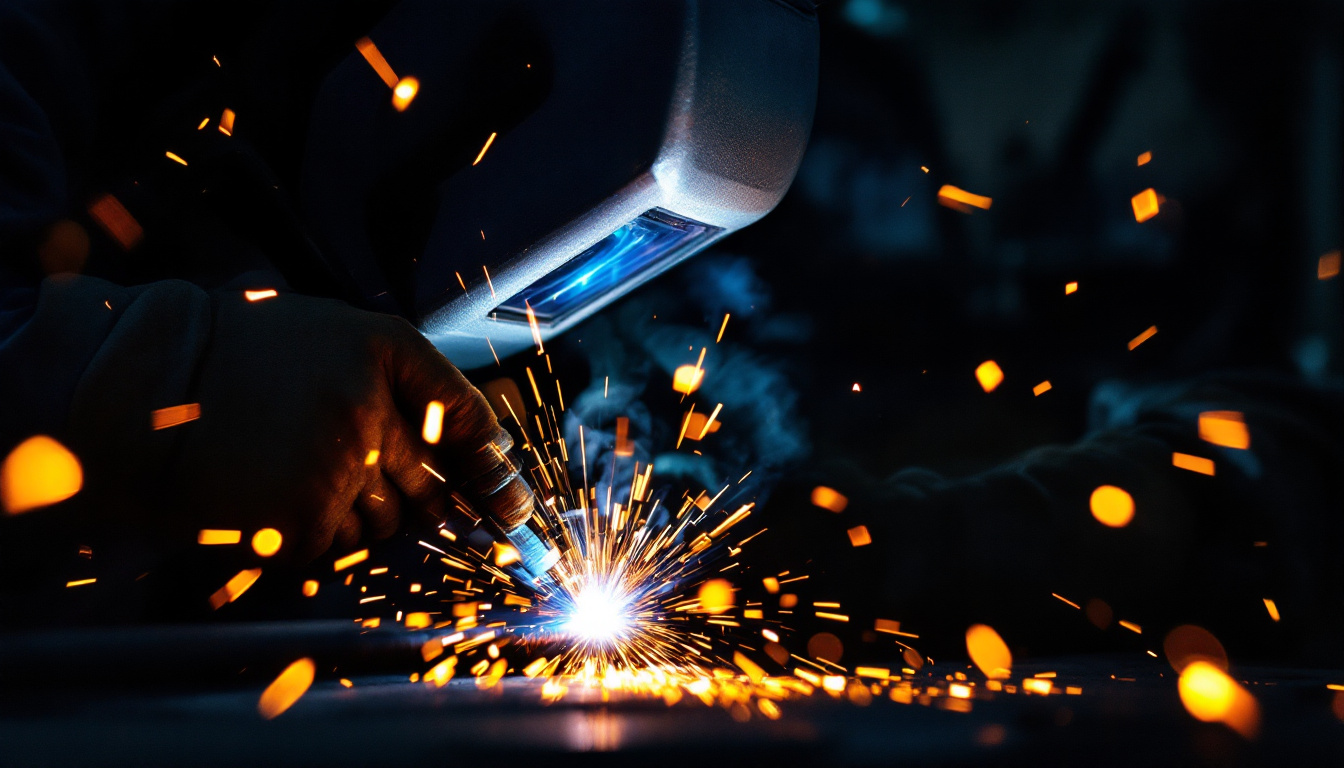 A photograph of a skilled welder in action