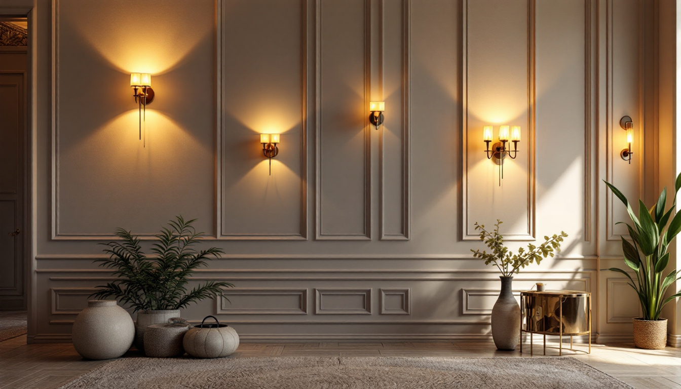 A photograph of a beautifully styled interior featuring a variety of elegant sconce designs on the walls