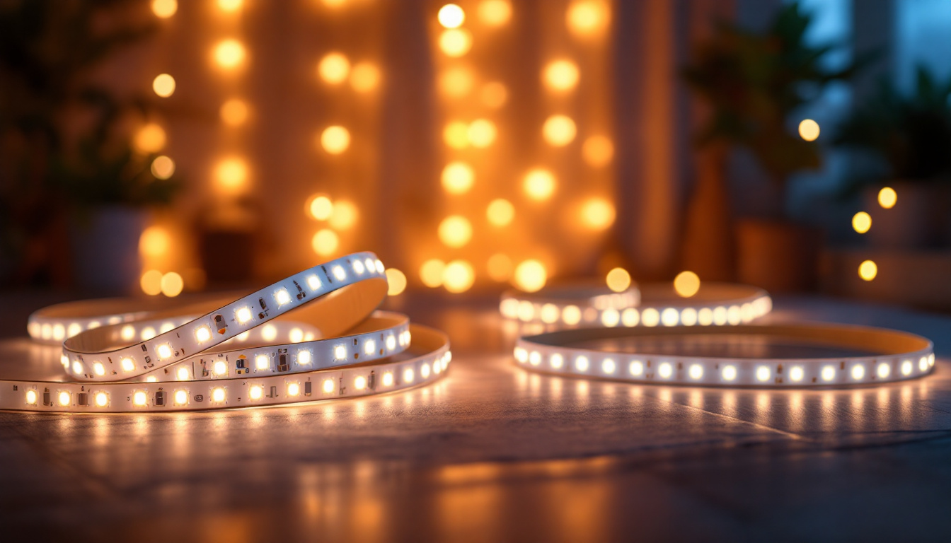 A photograph of a beautifully arranged strip light kit in a well-lit setting