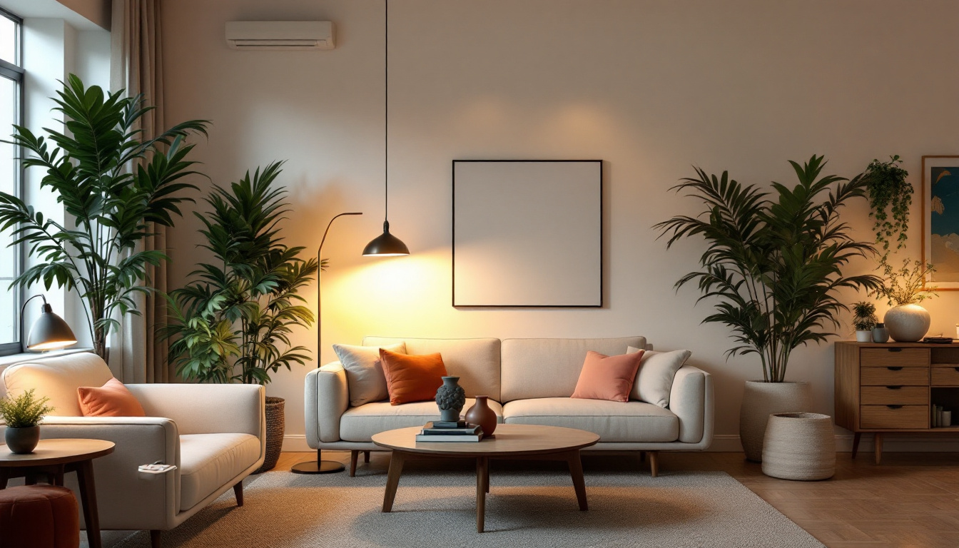 A photograph of a stylishly arranged room showcasing a variety of discount lighting fixtures in use