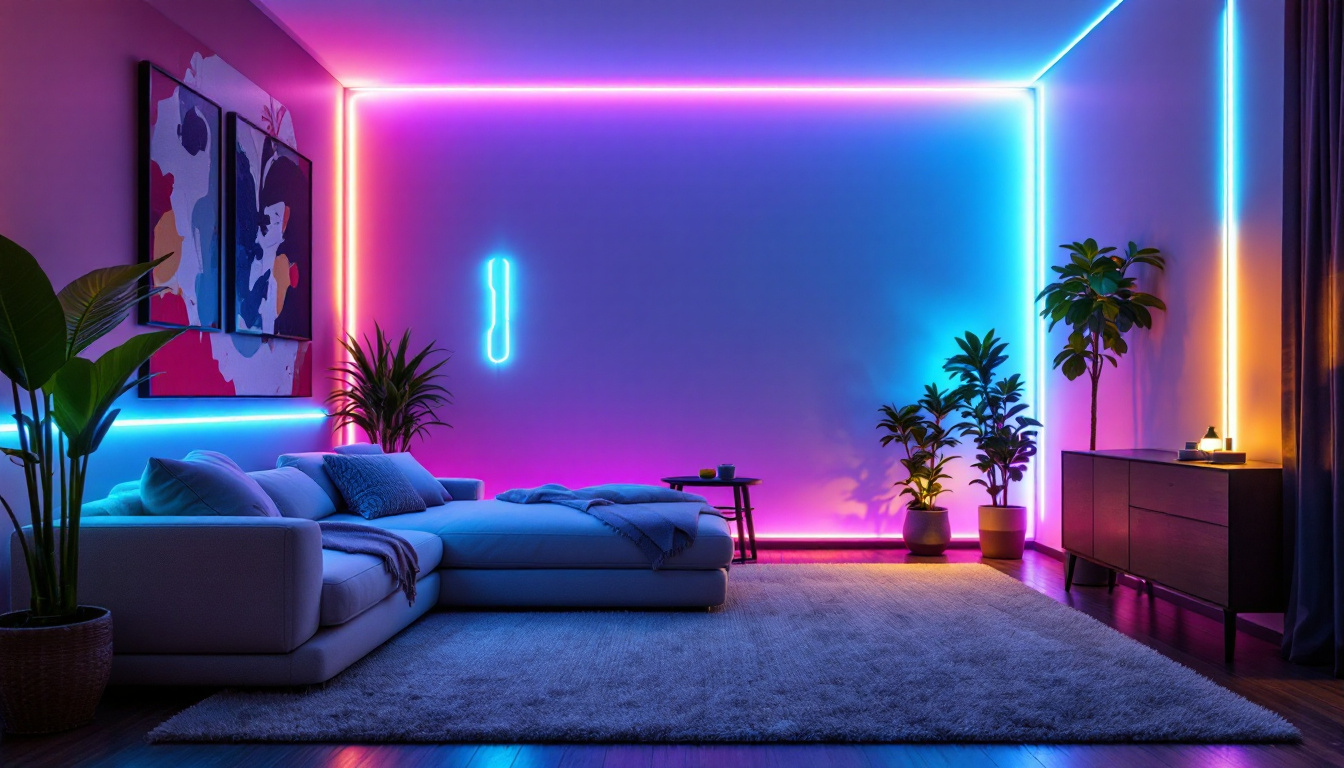 A photograph of a stylishly lit room showcasing various creative applications of led strip lights