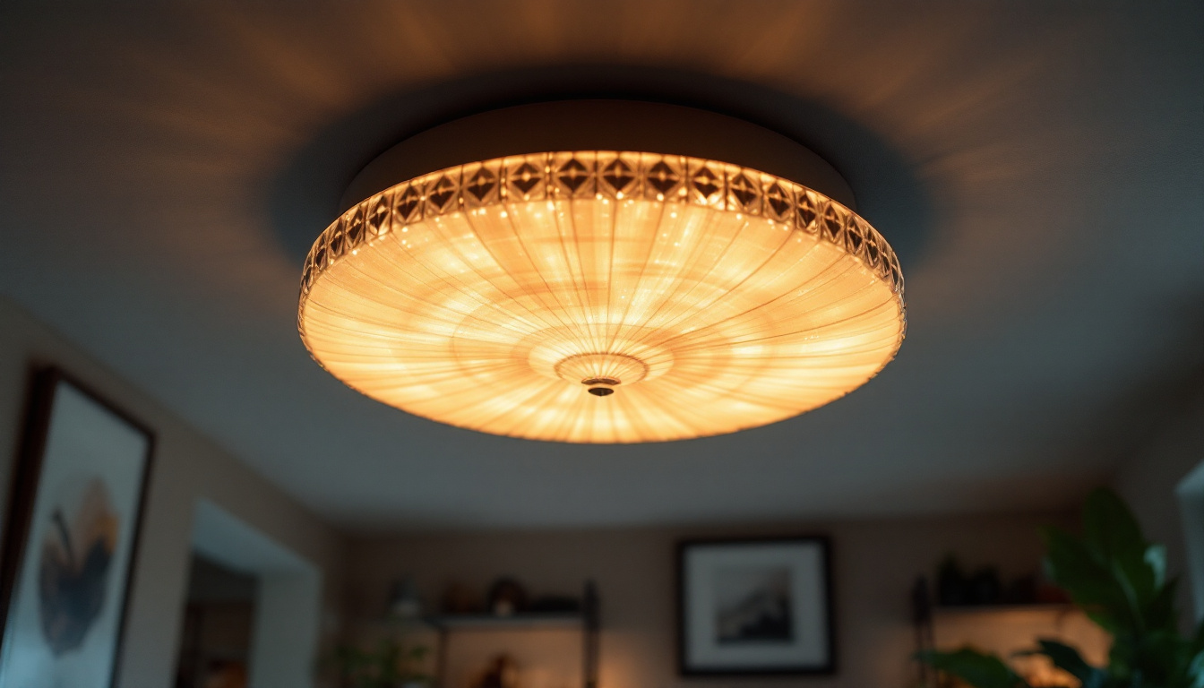 A photograph of a beautifully designed ceiling light fixture in a well-lit room