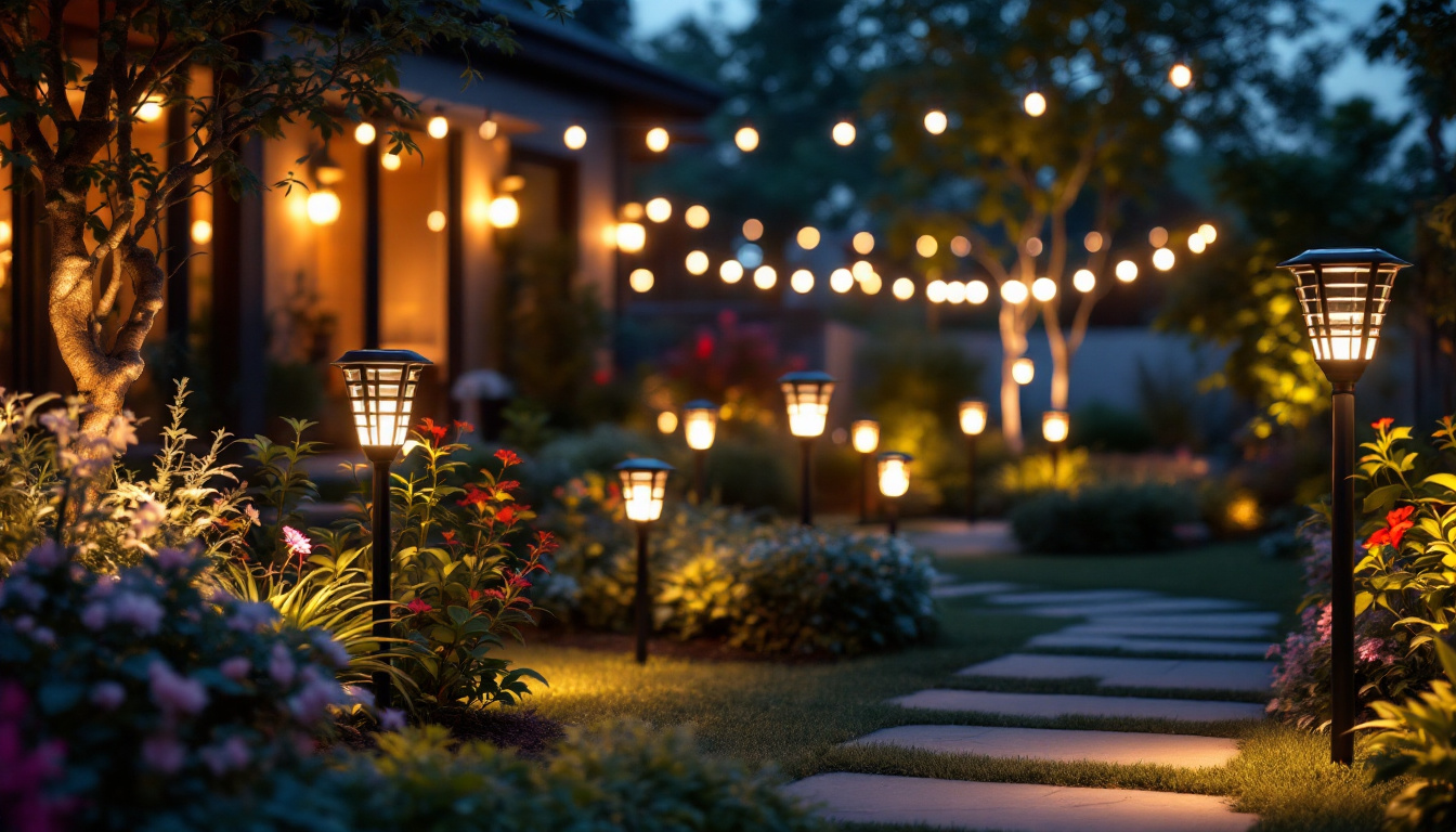 A photograph of a beautifully illuminated outdoor space at dusk