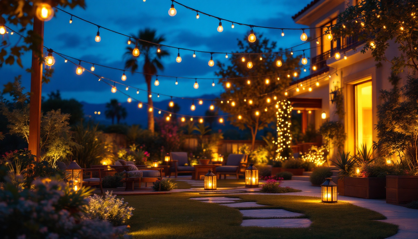 A photograph of a beautifully illuminated outdoor space at dusk