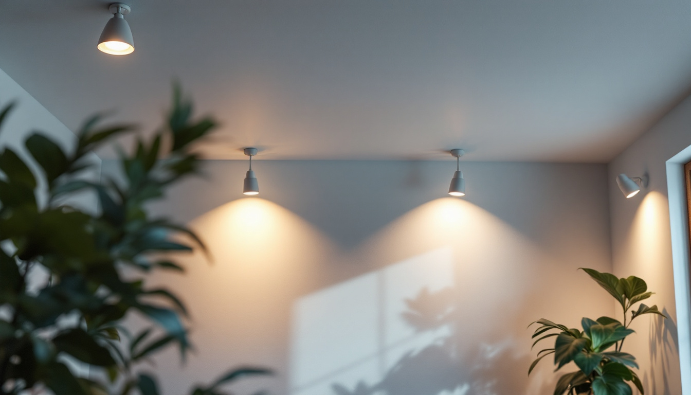 A photograph of a beautifully designed room featuring multiple stylish can lights installed in the ceiling
