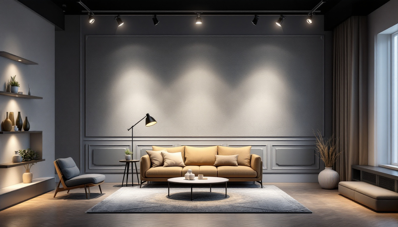 A photograph of a beautifully designed room featuring stylish track lighting