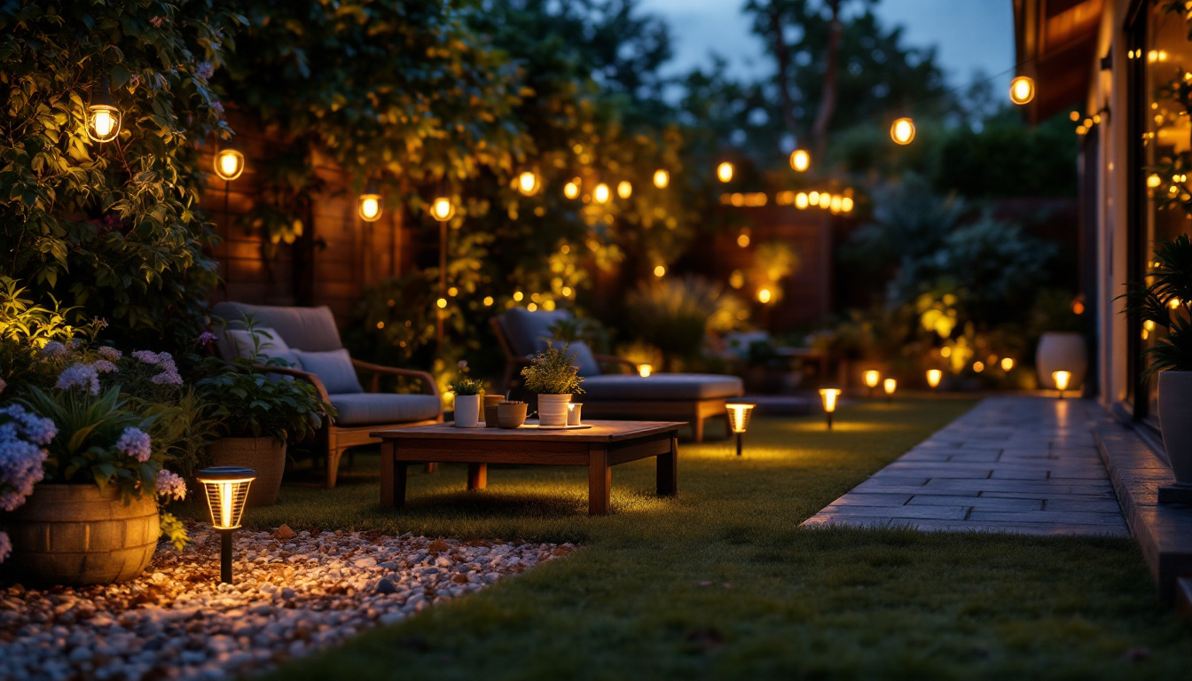 A photograph of a beautifully illuminated outdoor space at dusk