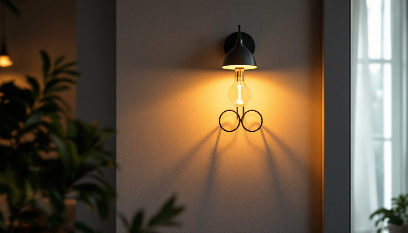 A photograph of a stylish wall sconce illuminated in a cozy interior setting