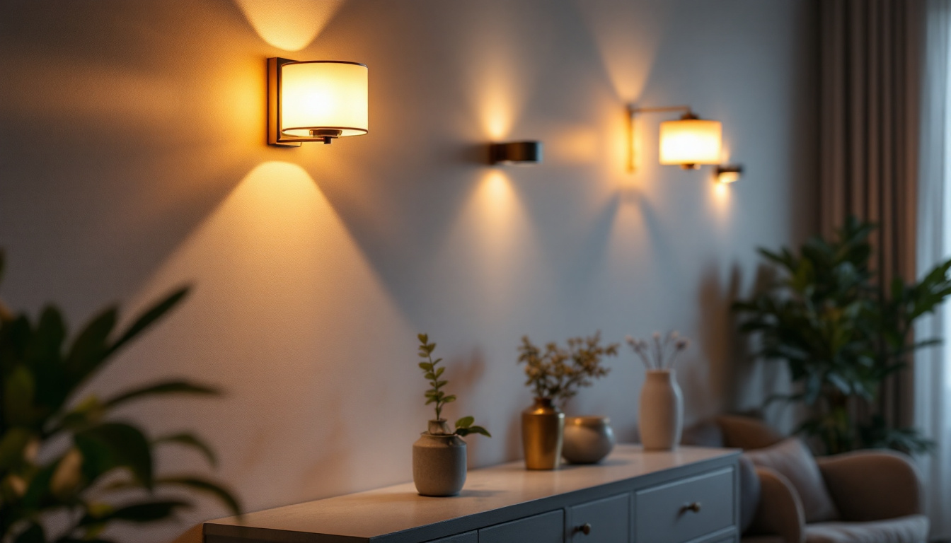A photograph of a beautifully styled interior space featuring a variety of sconce lights in use