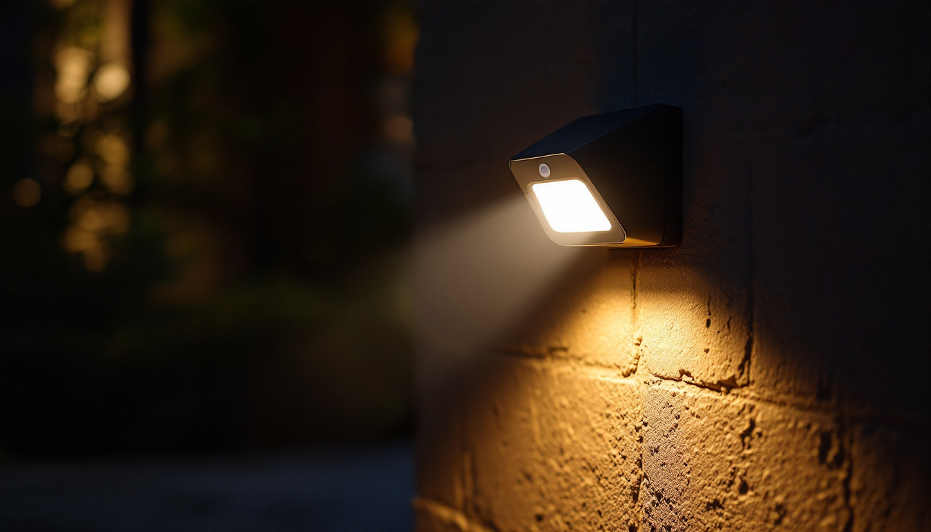 A photograph of a motion sensor light in action