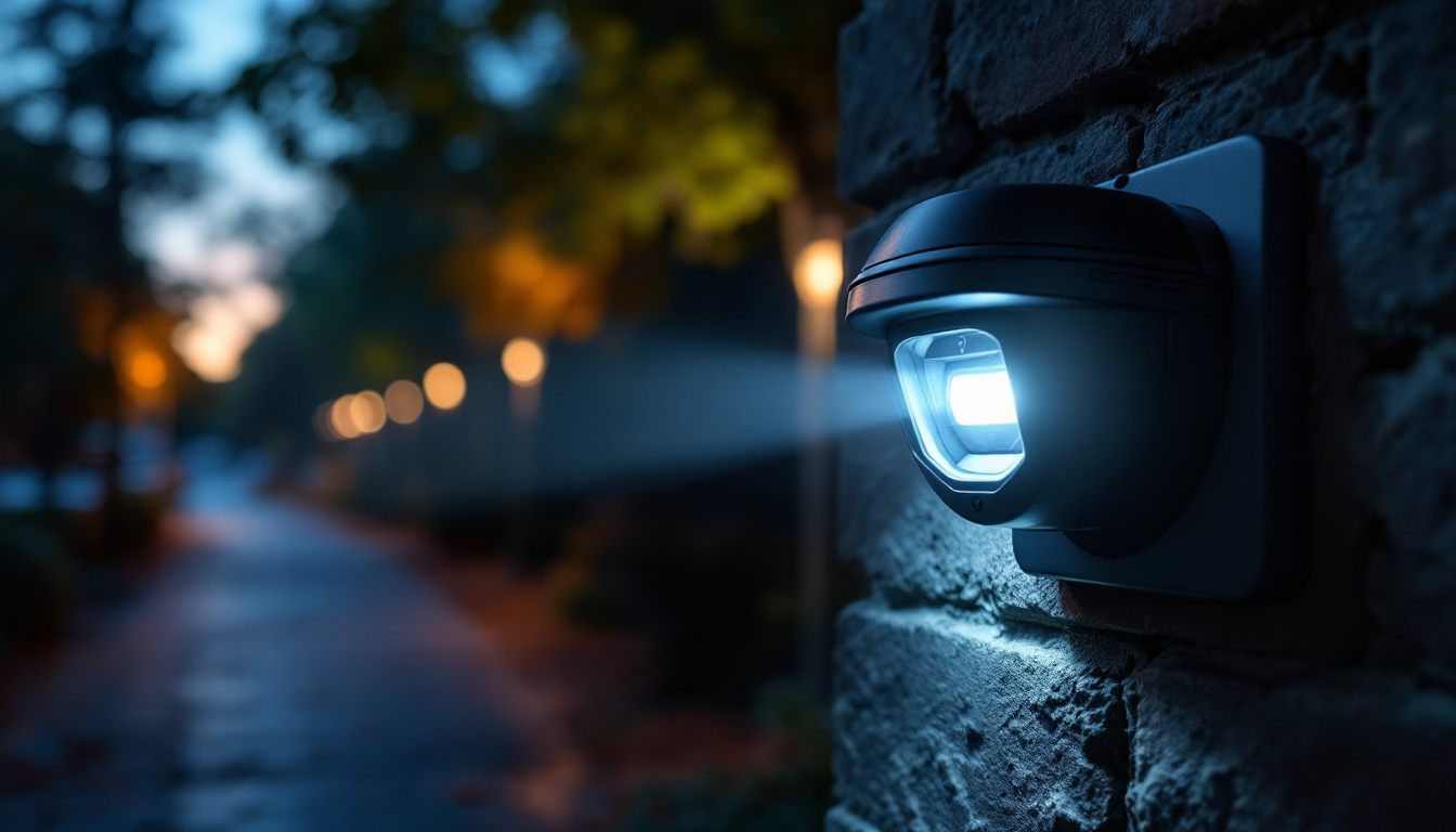 A photograph of capture a photograph of a motion detector light in action