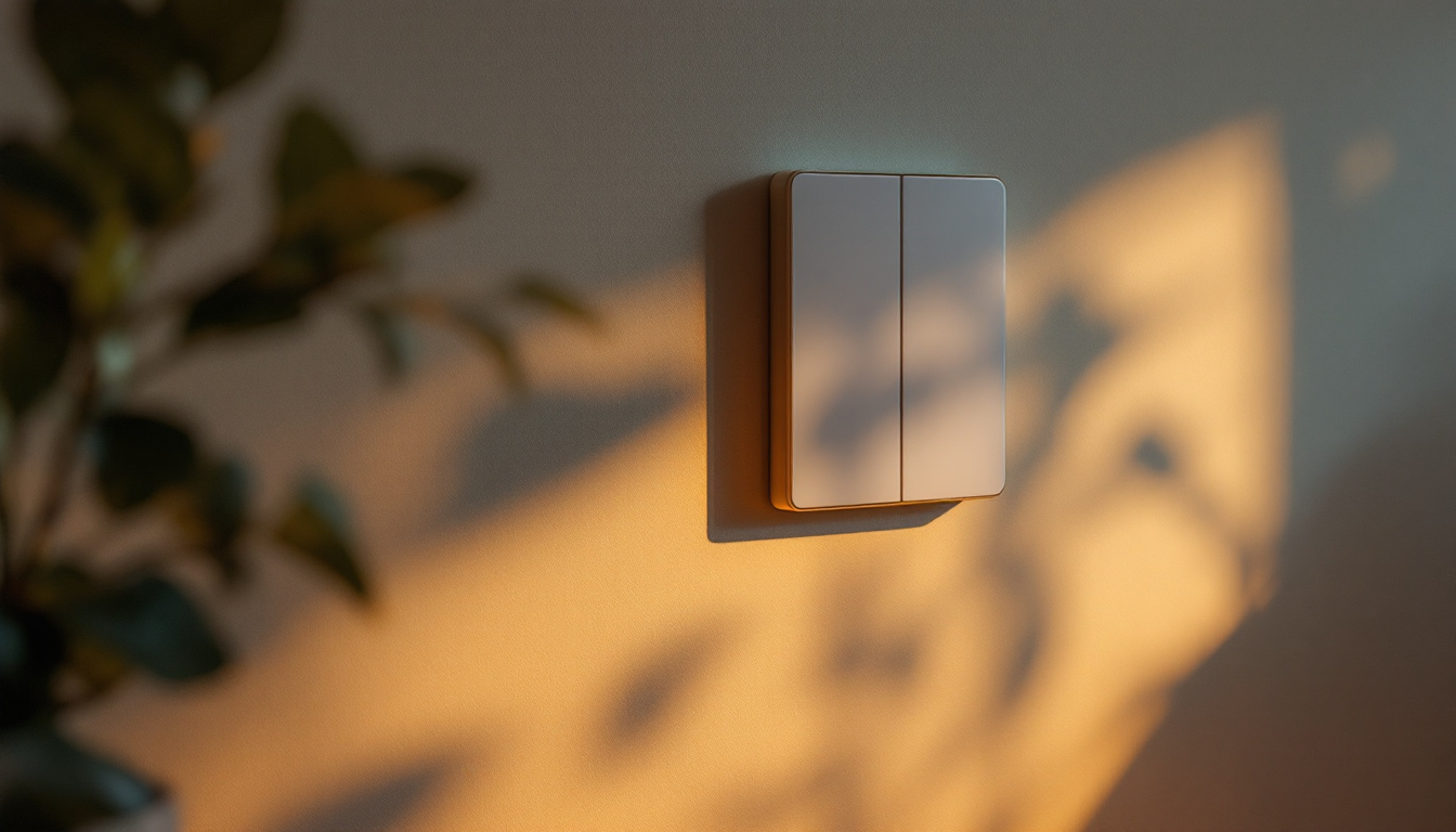 A photograph of a stylish light switch in an aesthetically pleasing setting