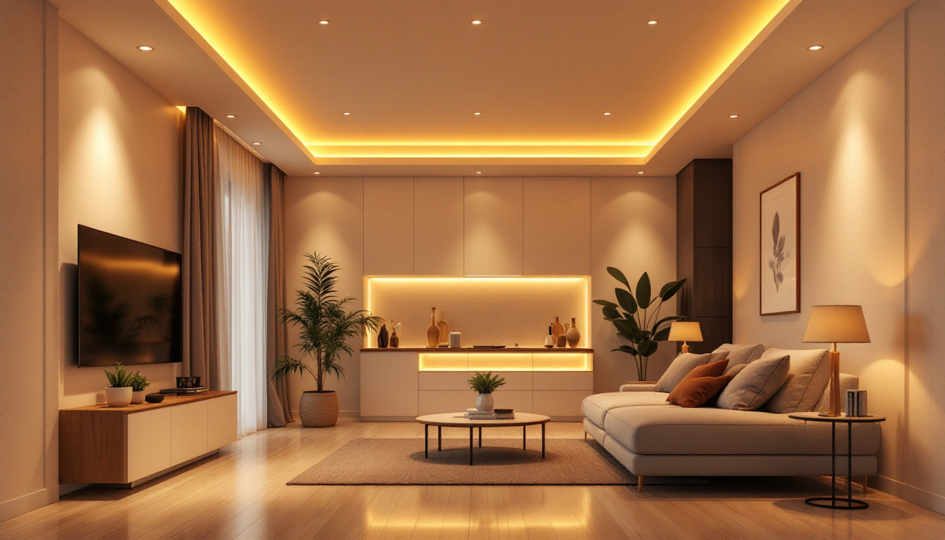 A photograph of a beautifully designed room featuring recessed lights