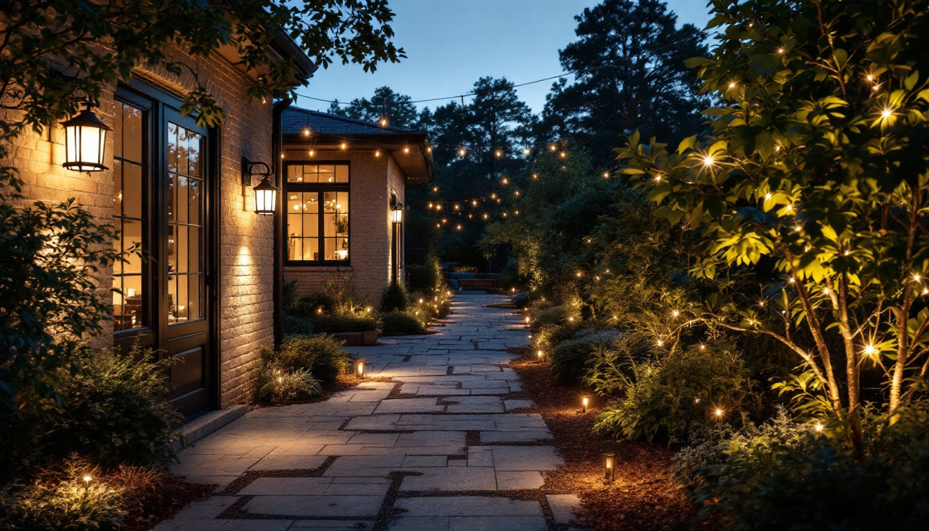 A photograph of a beautifully illuminated outdoor space at dusk