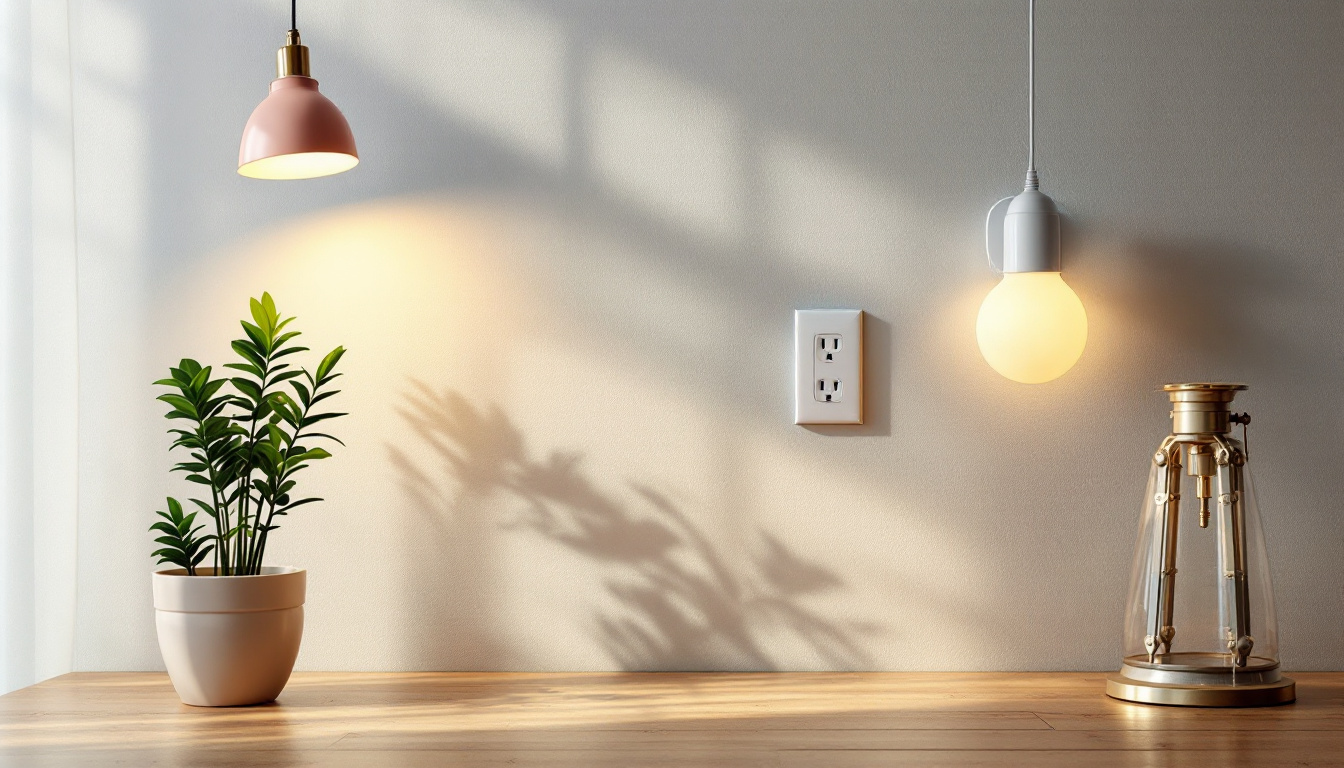 A photograph of a well-lit room showcasing various types of electrical outlets in use