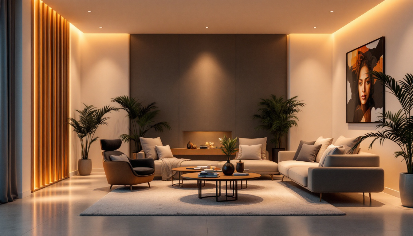 A photograph of a beautifully designed room featuring recessed lighting