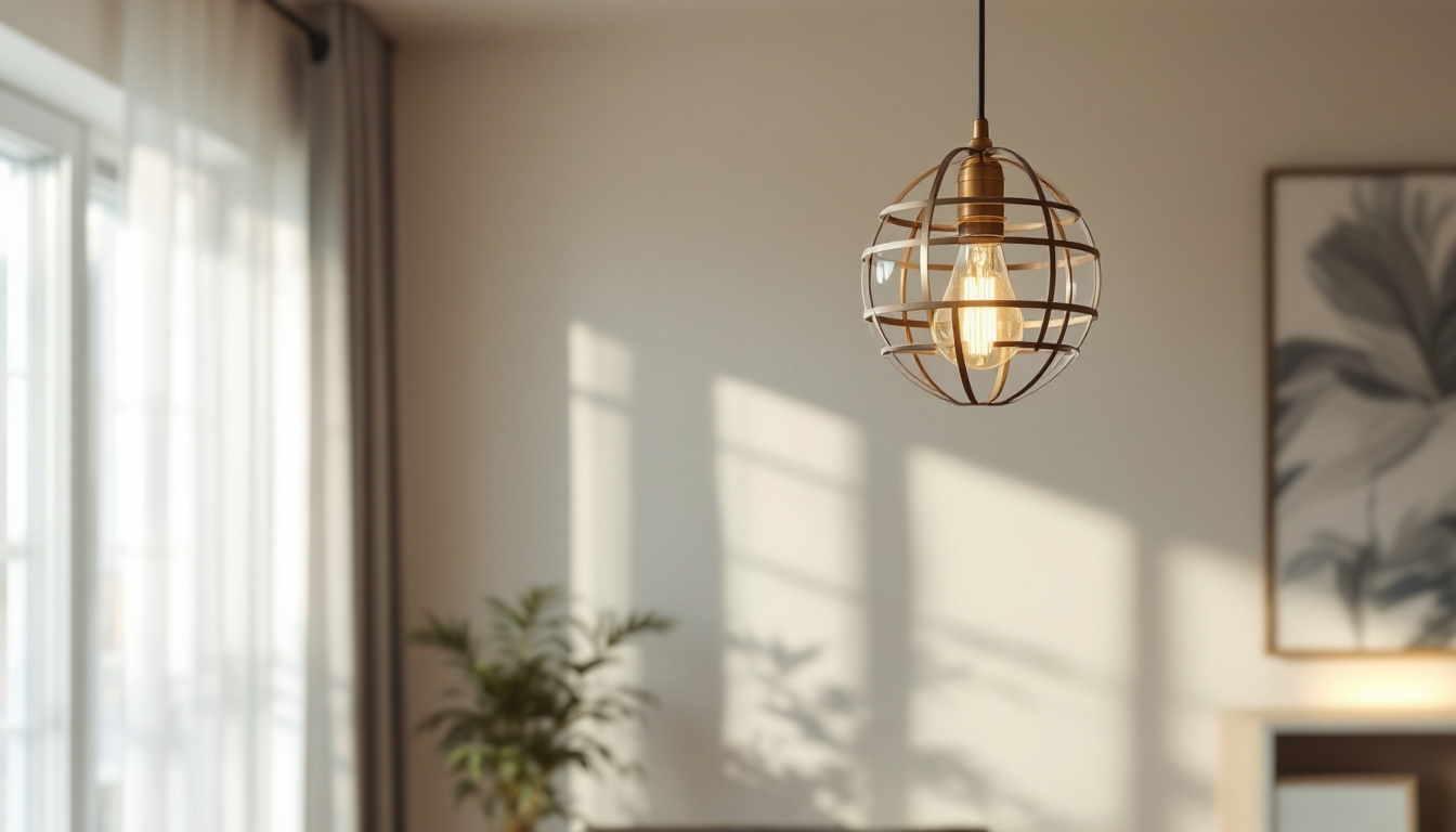 A photograph of a beautifully designed hanging light fixture in a well-lit room
